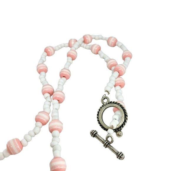 Handcrafted 3pc Jewelry Set Light Pink Beads Necklace Earrings Bracelet NEW - Picture 4 of 7